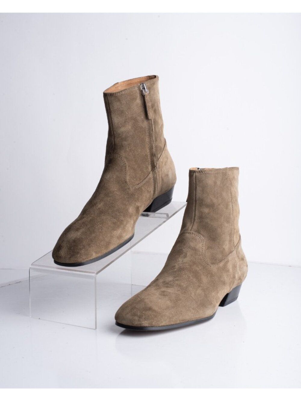 Massimo Dutti Womens Suede Boots Booties ankle Tan Brown US 6.5 EU 37 NWD